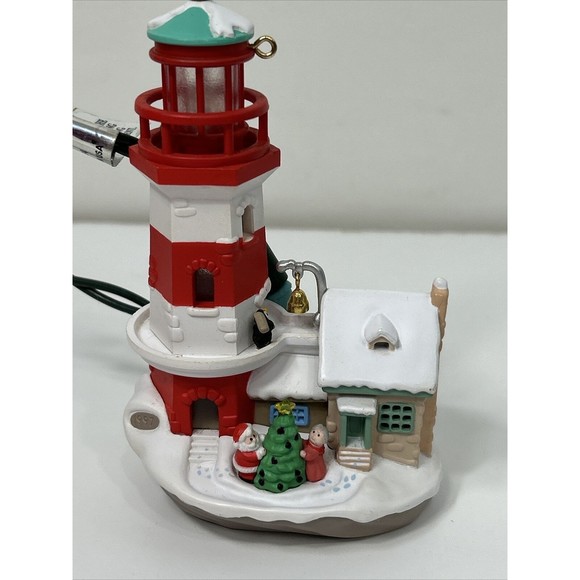 Hallmark Keepsake Ornament Lighthouse Greetings Flashing Light Tree Mr Mrs Claus - Picture 3 of 9
